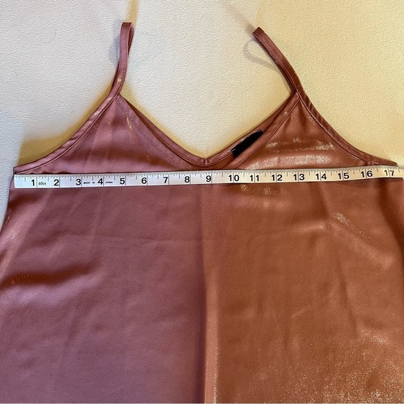 Up All Night Shiny Pink Tank Top with Spaghetti Straps, Size Small. - Picture 4 of 5